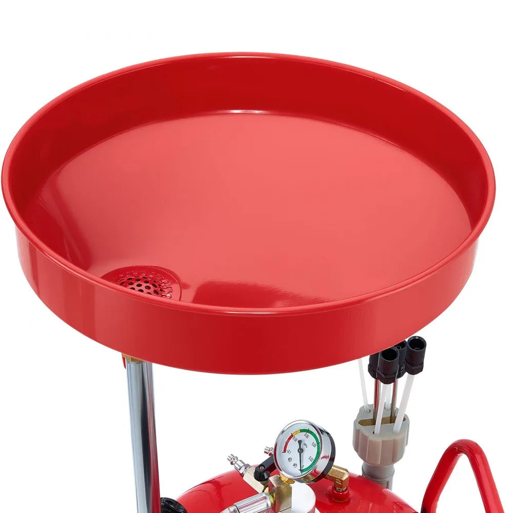 VEVOR 21 Gallon Waste Oil Drain Tank, Air Operated Portable Oil Drainer with Adjustable Funnel Height, Industrial Fluid Drain Tank with Wheels, Fluid Fuel Transfer Drainage for Auto Repair Shops, Red