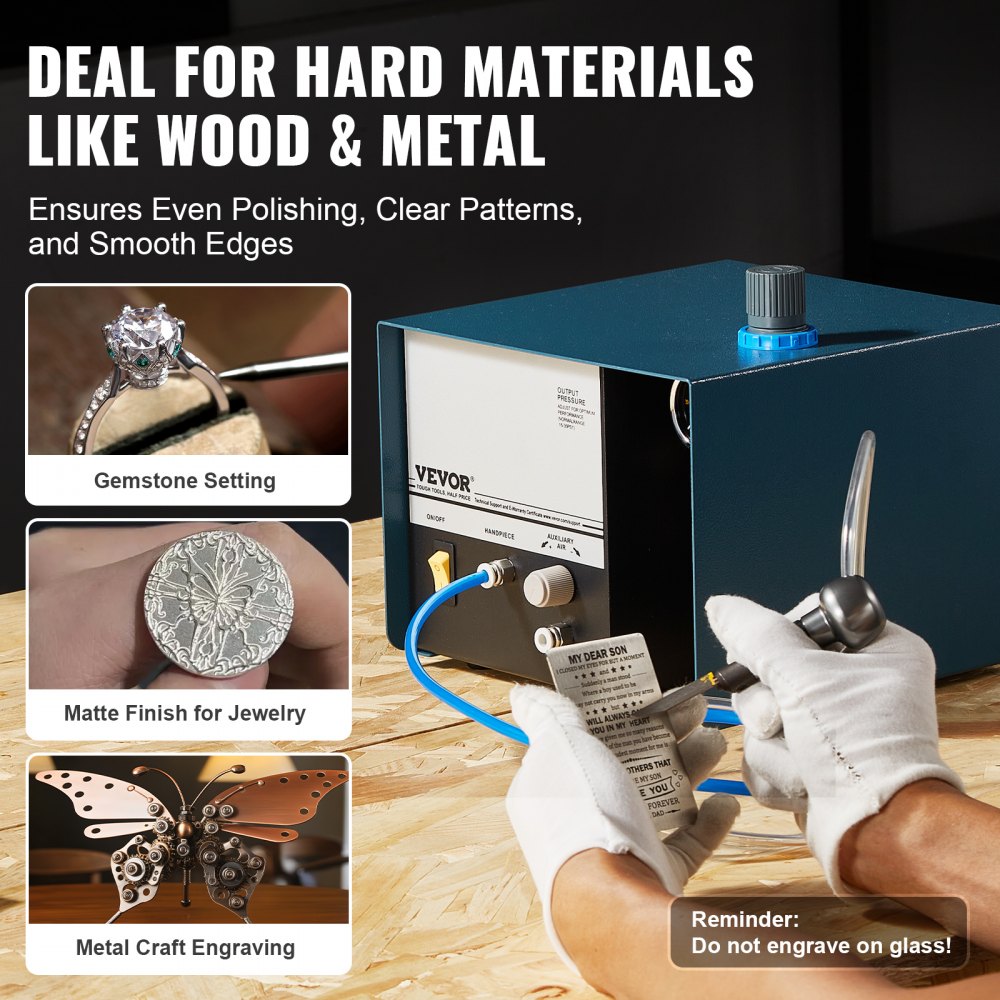 VEVOR Pneumatic Jewelry Engraver, 2800 RPM, 60W Single Head Pneumatic Hand Engraving Machine, DIY Impact Engraver with Foot Pedal 0-60 PSI Adjustable, Micro Engraver for Jewelry and Metal Crafting