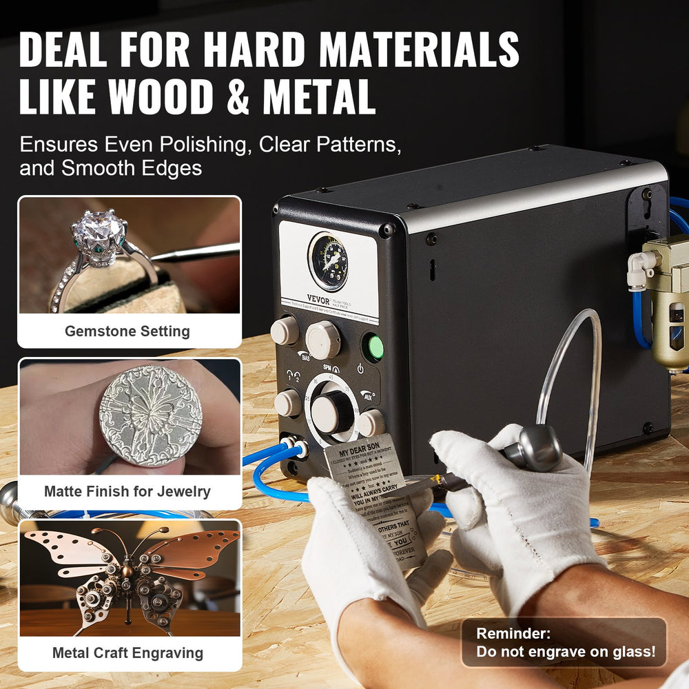 Pneumatic engraving machine for hard materials (wood/metal) and jewelry work