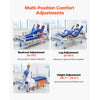 VEVOR Premium 3 Function Full Electric Hospital Bed, ICU Electric Medical Bed with Backrest, Legrest & Height Adjustment, 5" Locking Casters, High-Density Mattress for Home Hospital, 550LBS Loading