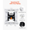 VEVOR Air Operated Double Diaphragm Pump, 4.4 GPM, 1-1/2 inch Inlet & Outlet Pneumatic Waste Oil Transfer Pump, Max 100 PSI, Polypropylene Body, Air-Operated for Diesel, Grease, Kerosene, Gasoline