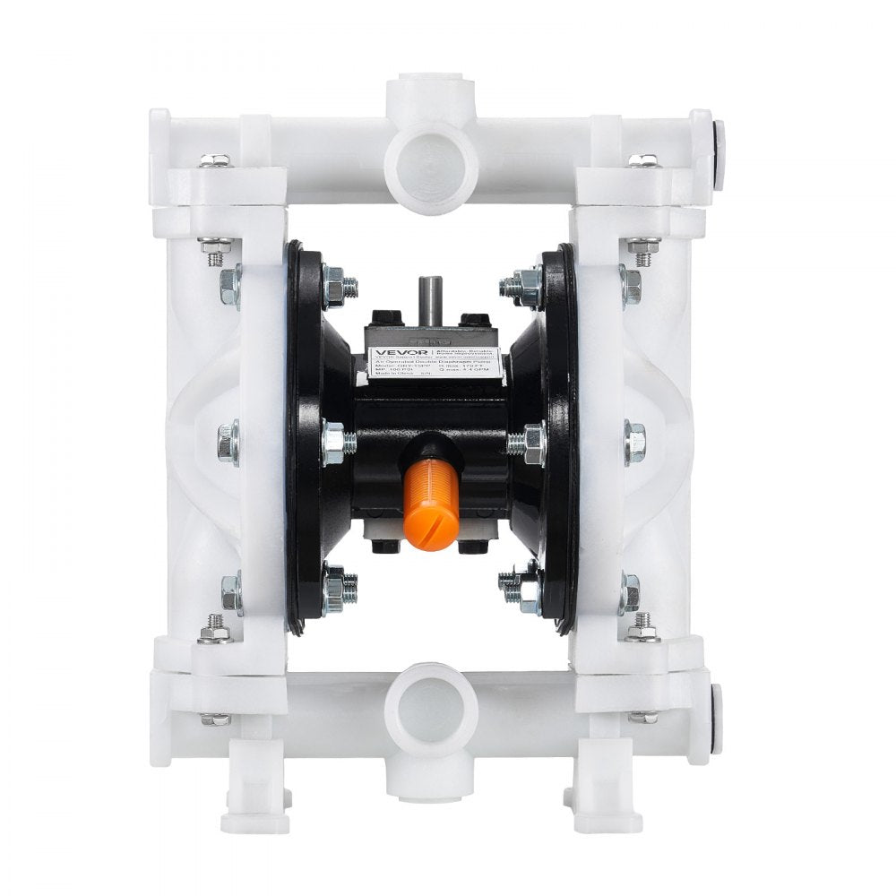VEVOR Air Operated Double Diaphragm Pump, 4.4 GPM, 1-1/2 inch Inlet & Outlet Pneumatic Waste Oil Transfer Pump, Max 100 PSI, Polypropylene Body, Air-Operated for Diesel, Grease, Kerosene, Gasoline