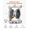 VEVOR Air Operated Double Diaphragm Pump, 6.6 GPM, 3/8 inch Inlet & Outlet Pneumatic Waste Oil Transfer Pump, Max 100 PSI, Aluminum Alloy Body, Air-Operated for Diesel, Grease, Kerosene, Gasoline