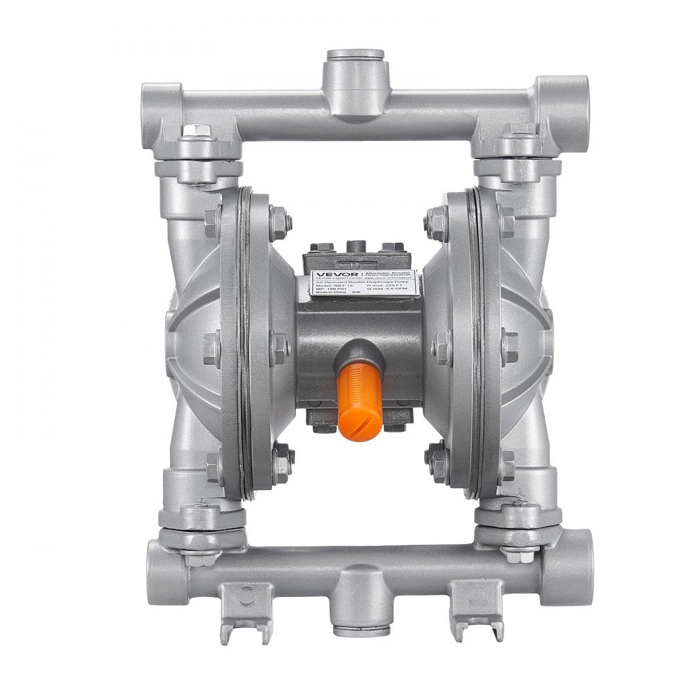VEVOR Air Operated Double Diaphragm Pump, 6.6 GPM, 3/8 inch Inlet & Outlet Pneumatic Waste Oil Transfer Pump, Max 100 PSI, Aluminum Alloy Body, Air-Operated for Diesel, Grease, Kerosene, Gasoline