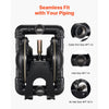 VEVOR Air Operated Double Diaphragm Pump, 35 GPM, 1 inch Inlet & Outlet Pneumatic Waste Oil Transfer Pump, Max 114 PSI, Aluminum Alloy Body, Air-Operated for Diesel, Grease, Kerosene, Gasoline & Oil