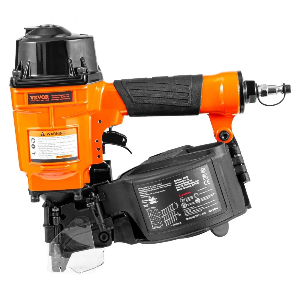 VEVOR Coil Siding Nailer MCN55, 1 inch to 2-1/4 inch 15 Degree Pneumatic Siding Nail Gun, 70-120PSI Air Coil Nailer for Siding, Pallet Sheathing, Fencing, Decking