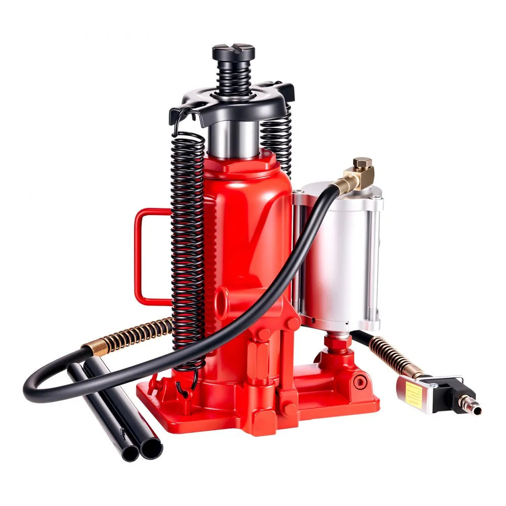 VEVOR Air Hydraulic Bottle Jack, 20 Ton (44092 lbs) Capacity, 10.2-19.5 Inch Lifting Range, Pneumatic/Manual Heavy Duty Welded Bottle Jack with Pump for Car, SUV, Pickup, Truck, RV, Auto Repair, Red