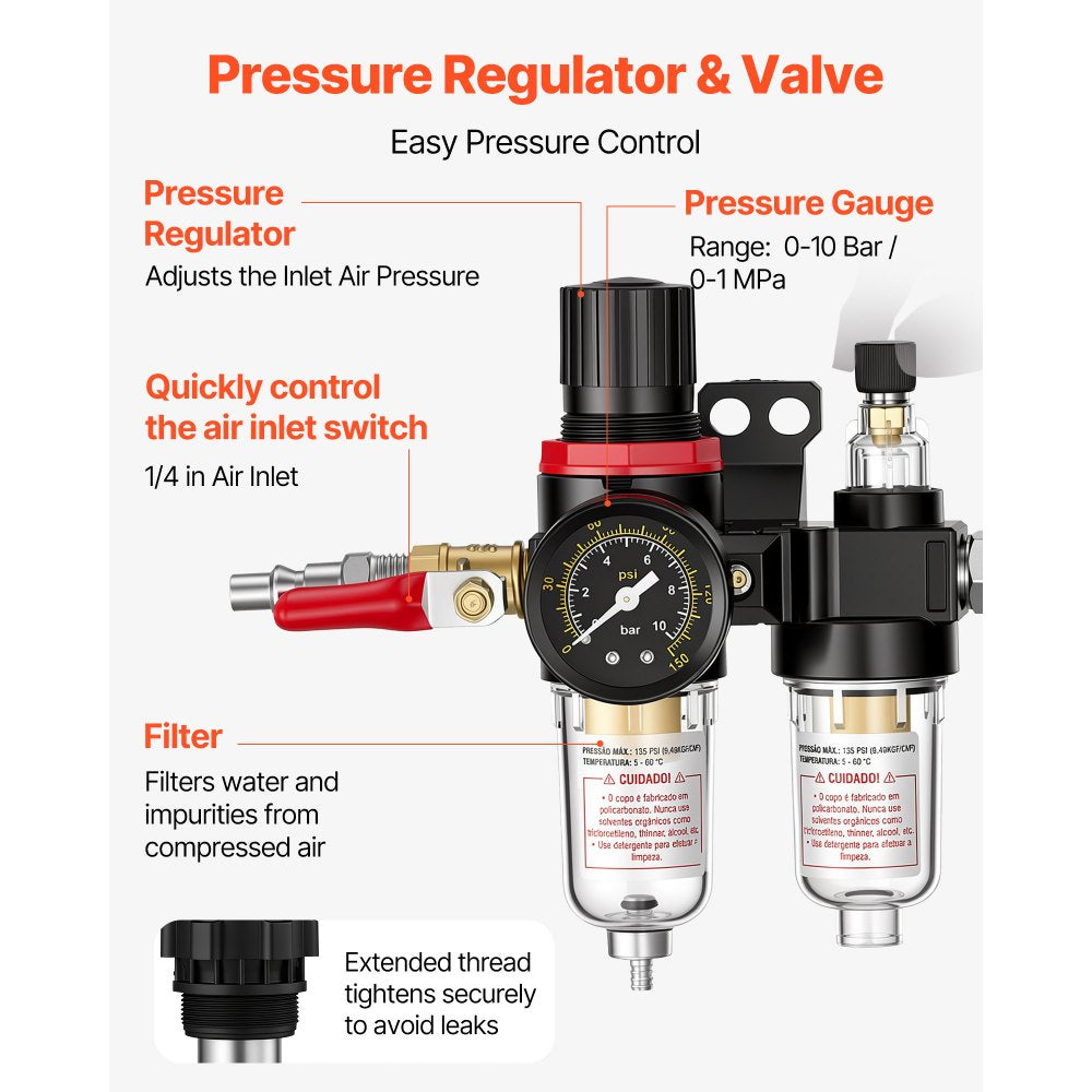 VEVOR Air-Operated Oil Transfer Pump 1:1 5.3 GPM / 20 LPM Flow Drum Pump, Fits 55 Gallon Barrels & Open Containers, Heavy Duty Aluminum Pump, Pneumatic for SAE 80 Oils / Fluids (NOT for Gasoline)