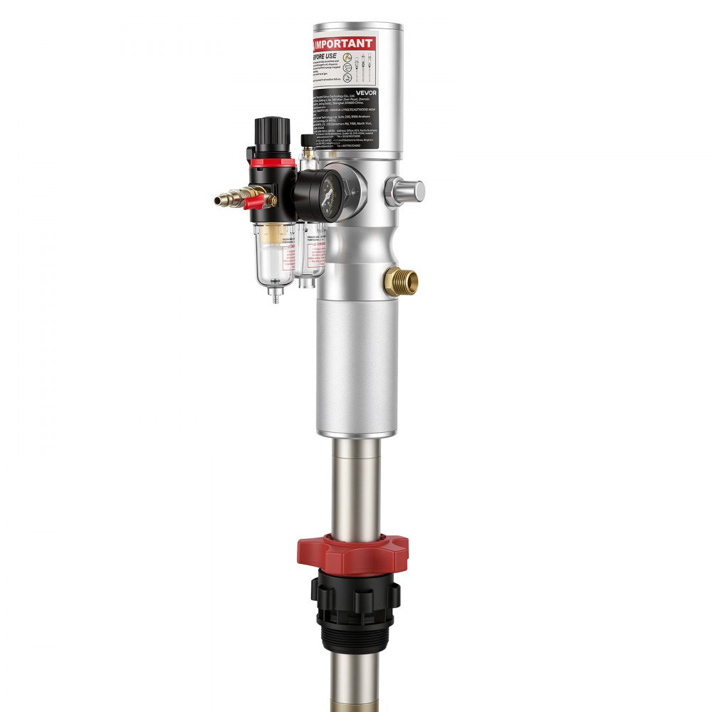 VEVOR Air-Operated Oil Transfer Pump 3:1 4.8 GPM / 18 LPM Flow Drum Pump, Fits 55 Gallon Barrels & Open Containers, Heavy Duty Aluminum Pump, Pneumatic for SAE 130 Oils / Fluids (NOT for Gasoline)