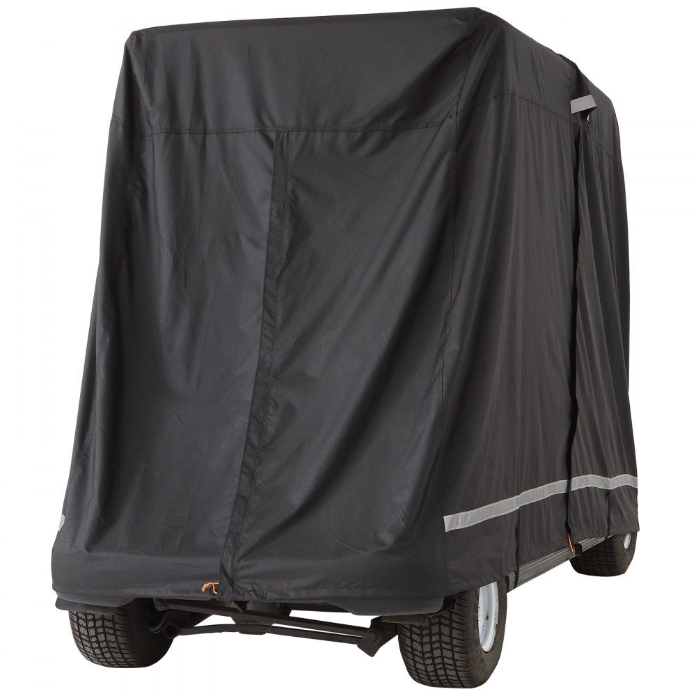 VEVOR 2+2 Passenger Golf Cart Cover, 600D Polyester Full Cover, Suitable for 2+2 Golf Carts, Waterproof, Sunproof, and Dustproof Outdoor Golf Cart Cover with Three Zipper Doors, Black