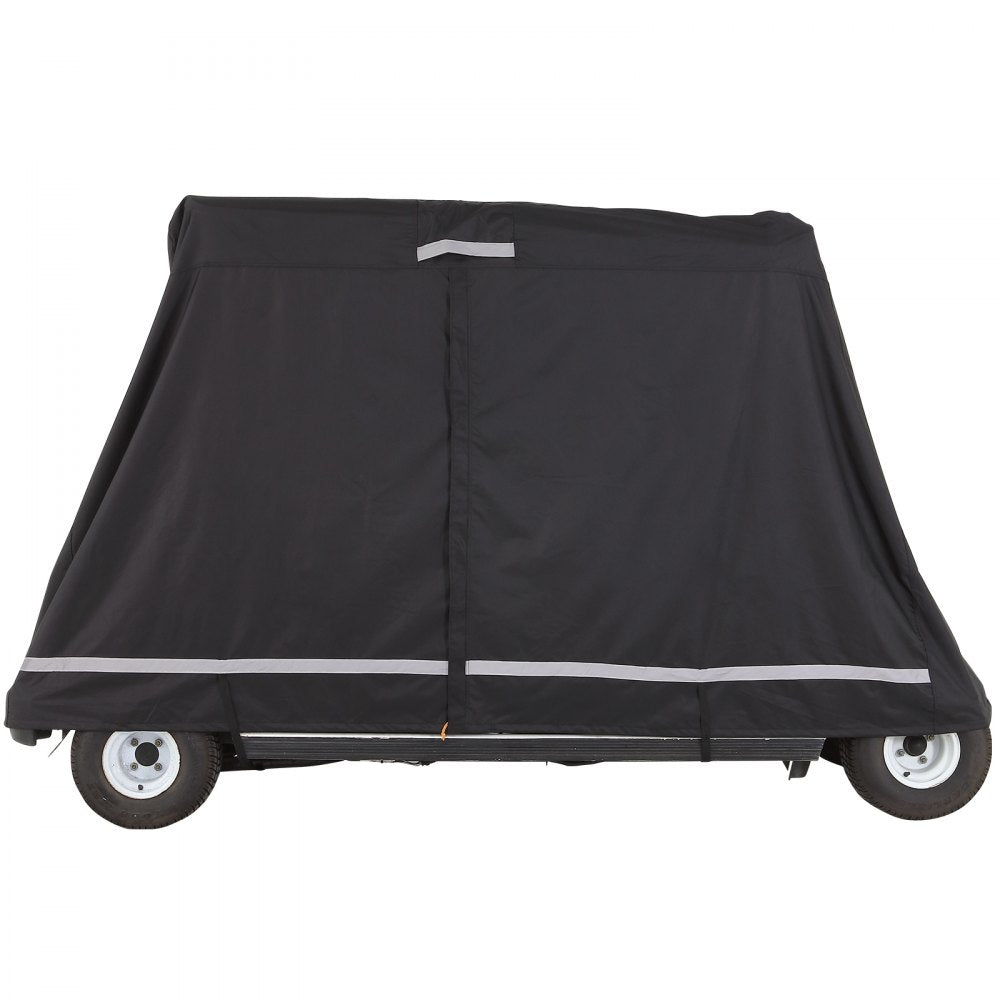 VEVOR 2+2 Passenger Golf Cart Cover, 600D Polyester Full Cover, Suitable for 2+2 Golf Carts, Waterproof, Sunproof, and Dustproof Outdoor Golf Cart Cover with Three Zipper Doors, Black
