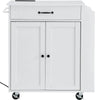 VEVOR Kitchen Island Cart, 32" Mobile Carts with Storage Cabinet, Rolling Table with Power Outlet, Spice Rack, Towel Bar, Adjustable Shelf, Drawer, Dining Living Room Portable Islands on Wheels, White