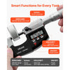 VEVOR Micrometer Set, Digital Outside Micrometer 0-1 inch Measuring Range, 0.00005" Resolution, Ultra-Precision 0.0001 Accuracy, LCD Screen, in/mm Switch, Carbide Tip, with Protective Case