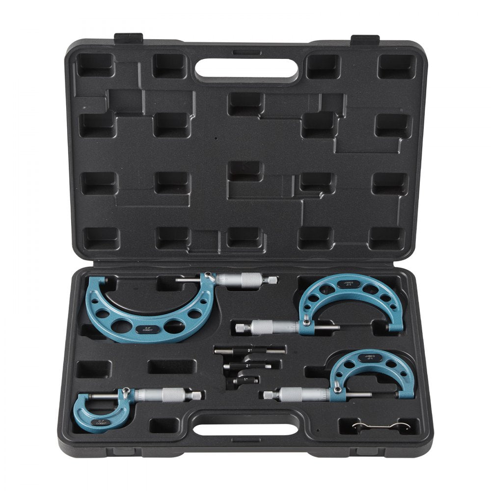 VEVOR 4 PCS Micrometer Set, 0-1"/1-2"/2-3"/3-4" Machinist Outside Micrometer, Ultra-Precision 0.0001 Accuracy, Professional Machinist Tools with Protective Case, for Metalworking & Engineering