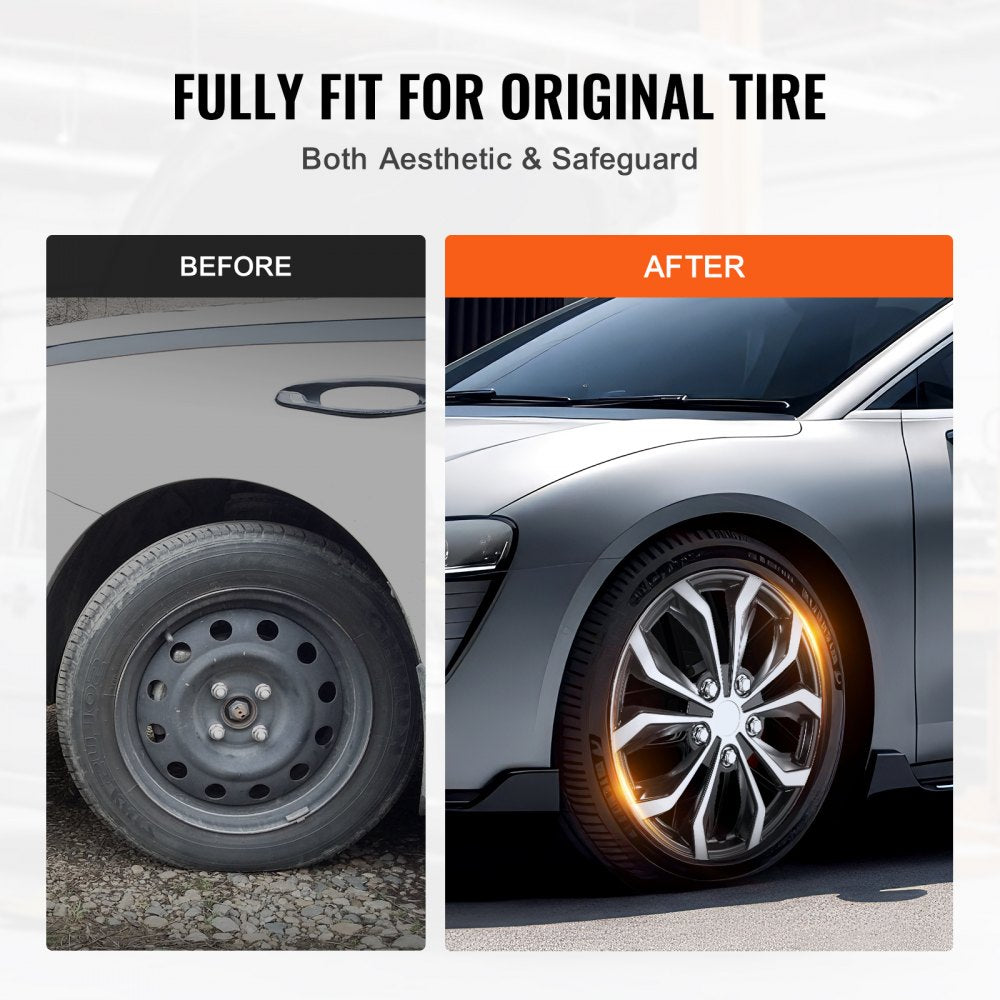 VEVOR Wheel Rim Cover Hubcaps, 15 in Diameter, Sturdy & Durable Scratch-Resistant Hubcap with Snap & Valve Nozzle Hole, ABS & PC Hubcap with High Rigidity & Less Wind Drag, Fits for All Weather Use
