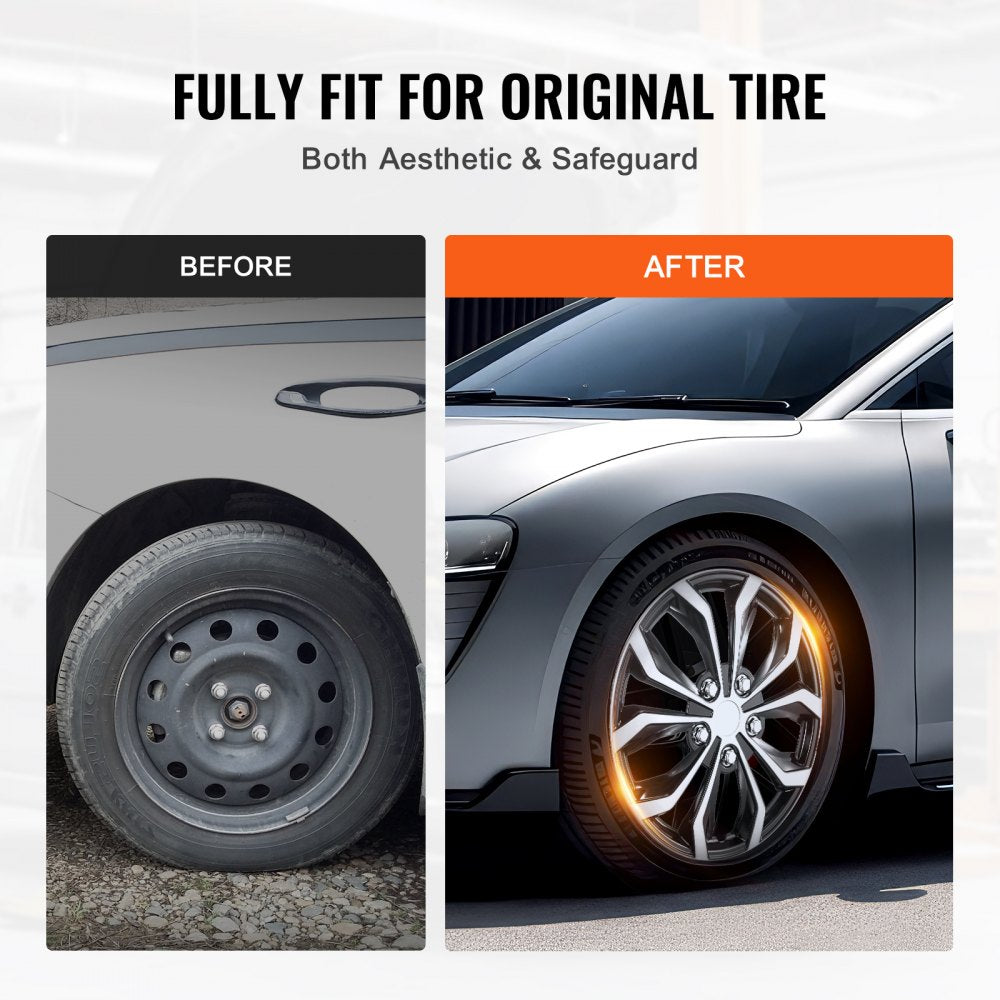 VEVOR Wheel Rim Cover Hubcaps, 16 in Diameter, Sturdy & Durable Scratch-Resistant Hubcap with Snap & Valve Nozzle Hole, ABS & PC Hubcap with High Rigidity & Less Wind Drag, Fits for All Weather Use