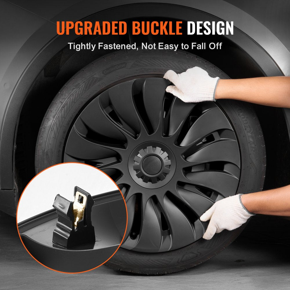 VEVOR Wheel Rim Cover Hubcaps, 19 in, 2020-2024 Model Y Fully Fit Hubcap with Snap, Guard Tape & Valve Nozzle Hole, ABS & PC Hubcap with High Rigidity & Less Wind Drag, Fits for All Weather Use