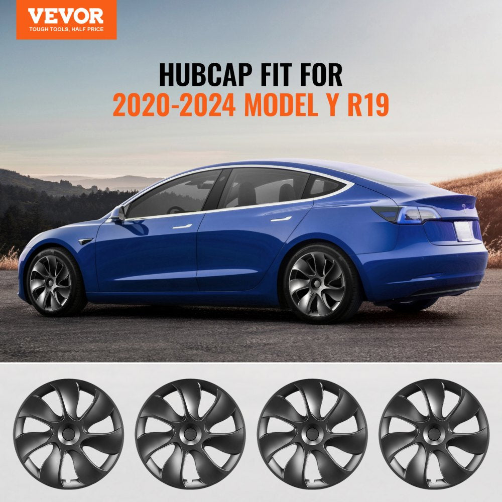 VEVOR Wheel Rim Cover Hubcaps, 19 in, 2021-2023 Model Y Fully Fit Hubcap with Snap, Guard Tape & Valve Nozzle Hole, ABS & PC Hubcap with High Rigidity & Less Wind Drag, Fits for All Weather Use