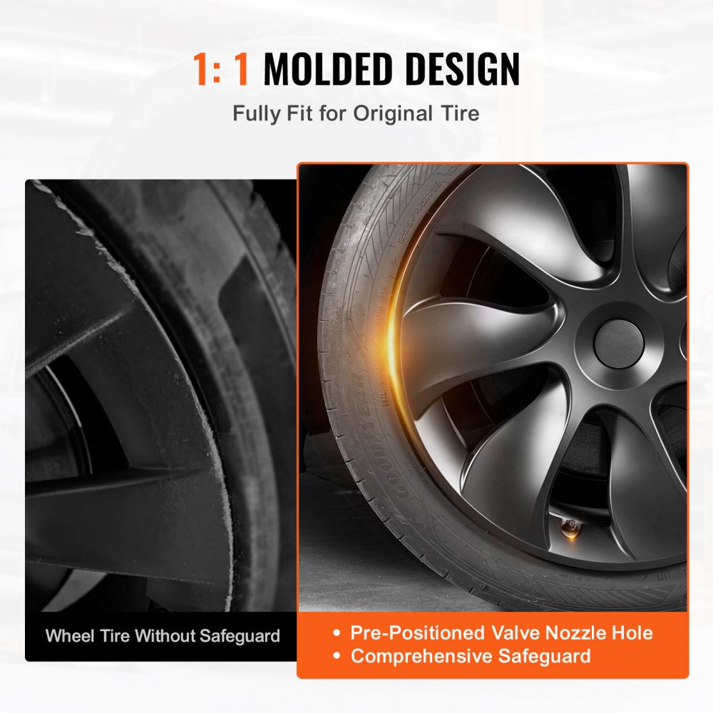 VEVOR Wheel Rim Cover Hubcaps, 19 in, 2021-2023 Model Y Fully Fit Hubcap with Snap, Guard Tape & Valve Nozzle Hole, ABS & PC Hubcap with High Rigidity & Less Wind Drag, Fits for All Weather Use