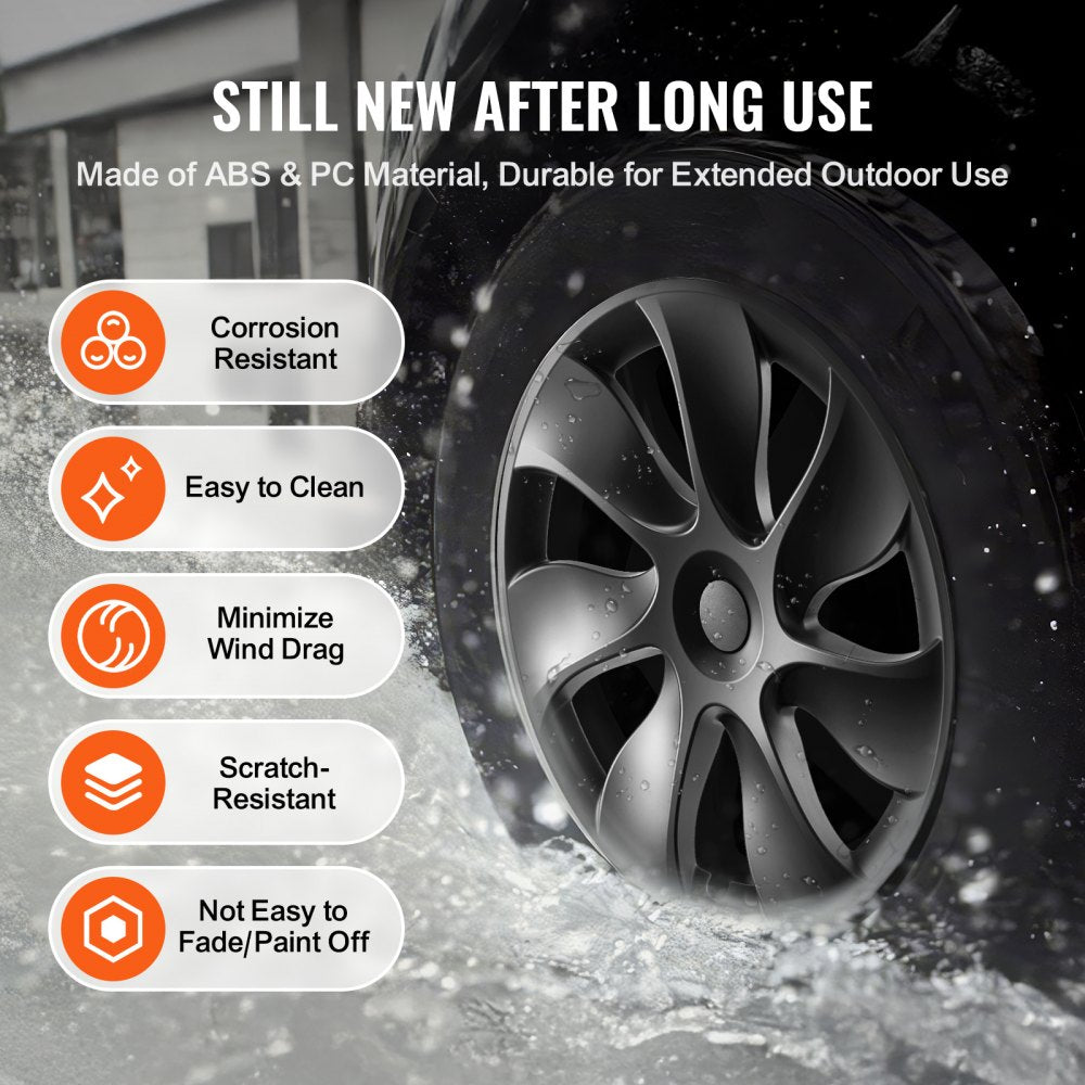 VEVOR Wheel Rim Cover Hubcaps, 19 in, 2021-2023 Model Y Fully Fit Hubcap with Snap, Guard Tape & Valve Nozzle Hole, ABS & PC Hubcap with High Rigidity & Less Wind Drag, Fits for All Weather Use