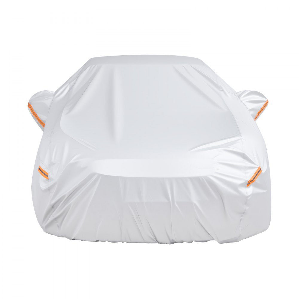 VEVOR Car Cover, Car Cover Waterproof for Dodge Challenger Full Size Sedan, Custom-fit All Weather Sun Rain Wind Dust Snow Protection Full Exterior Covers with Door Zipper and Cotton Lining, Silver