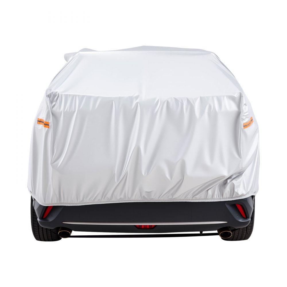 VEVOR Car Cover, Car Cover Waterproof for Dodge Challenger Full Size Sedan, Custom-fit All Weather Sun Rain Wind Dust Snow Protection Full Exterior Covers with Door Zipper and Cotton Lining, Silver