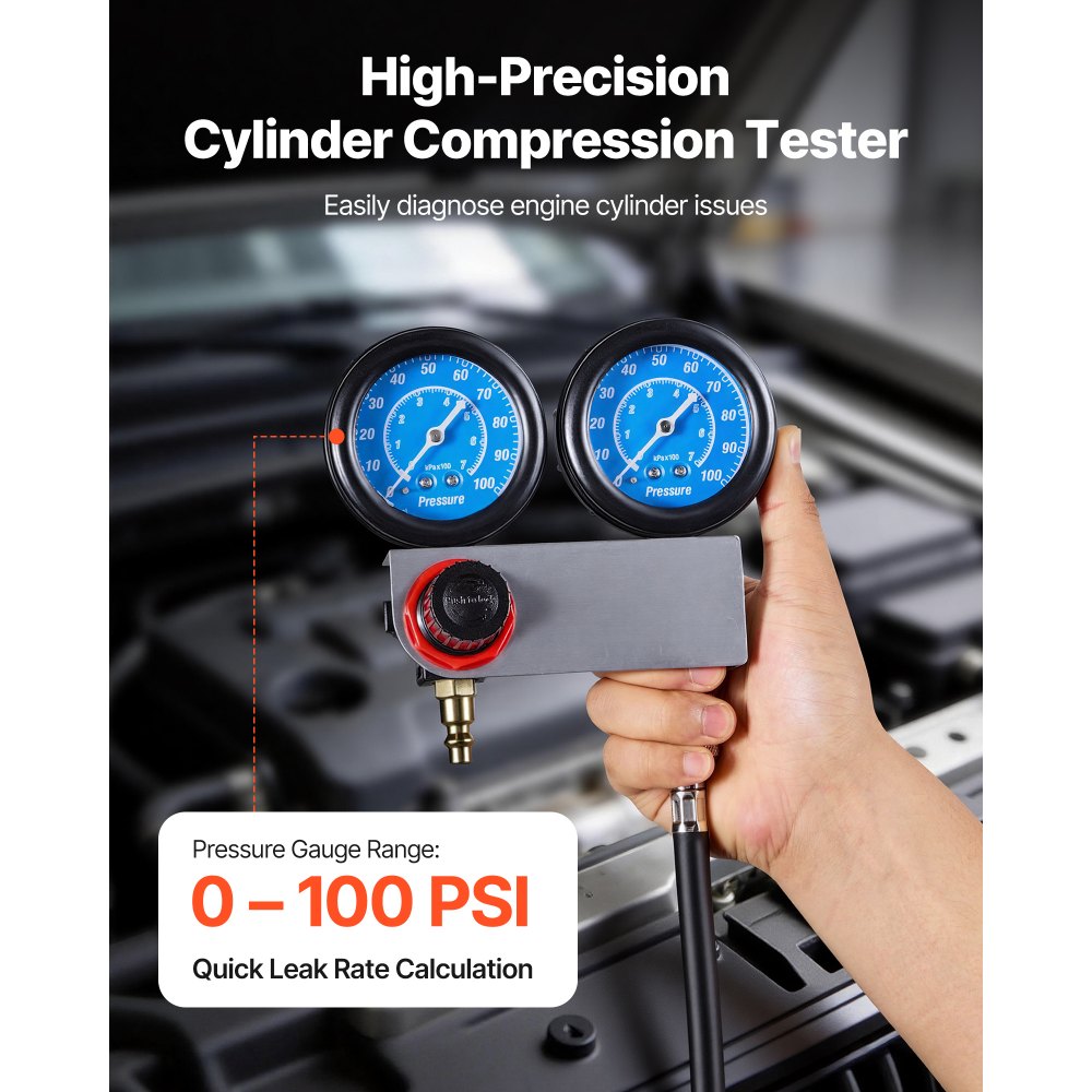 Vevor Cylinder Leak-Down Tester Kit Engine Compression Tester 0-100 PS ...