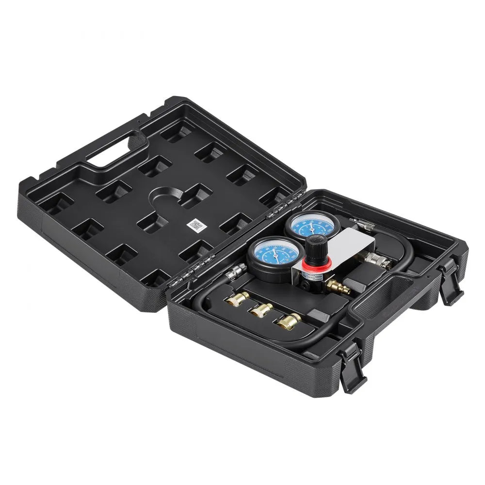 VEVOR Engine Cylinder Compression Tester Kit, Pressure Gauge Range of 0-100 PSI, Automotive Leak Down Tester Kit with 4 Adapters & Air Fittings, Pressure Check & Leakage Rate Test on Cars, Motorcycles