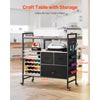 VEVOR Rolling Craft Cart and Storage Table, Compatible with Cricut Machines, Crafting Table Organization Workstation, Craft Rolling Storage Organizer with 20 Vinyl Roll Holders and 3 Drawers, Black