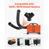 VEVOR Diesel Heater Pipe Duct Vent Kit, 3-inch Heater Pipe Warm Air Outlet Vent Set with Y-Shaped Connector & Air Duct Clamps, Parking Heaters Air Ducts Vent Kit for 5KW 8KW Diesel Heaters, Black