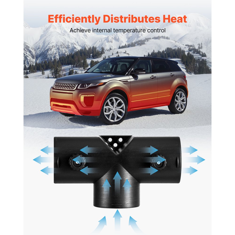 VEVOR Diesel Heater Connector, 2.32 inch Diesel Heater Duct Connector Accessories, T-shape 3 Way Air Vent Connectors with 2 90° Rotatable Valves, Black Joint Connectors for 2KW Diesels Heaters