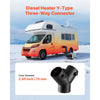 VEVOR Diesel Heater Connector, 3 inch Diesel Heater Duct Connector Accessories, 3-Way Y Branch Diesels Heaters Air Vent Duct with 2 90° Rotatable Valves, Black Joint Connectors for 2KW 5KW 8KW Heaters
