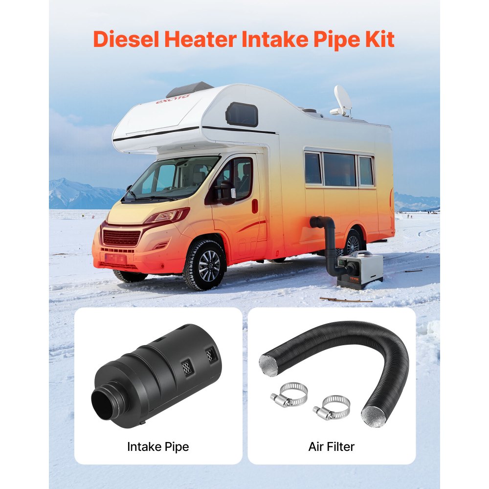 VEVOR Diesel Heater Intake Pipe Kit, 0.98 inch Car Air Parking Heater Ducting Pipe Hose Tube, Stretchable & Bendable Car Air Intake Filter Silencer Hose Pipes Kit for 2KW 5KW 8KW Diesel Heaters