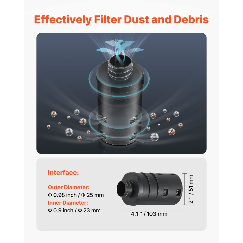 VEVOR Diesel Heater Intake Pipe Kit, 0.98 inch Car Air Parking Heater Ducting Pipe Hose Tube, Stretchable & Bendable Car Air Intake Filter Silencer Hose Pipes Kit for 2KW 5KW 8KW Diesel Heaters