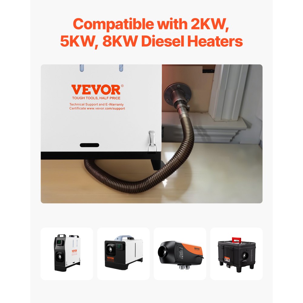 VEVOR Thru Hull Exhaust Skin Fitting, 0.94 inch Diesel Heater Exhaust Skin Fitting, Straight Thru Hull Exhausts Skins Fits Kit with Screws, Nuts & Gasket for Diesel Heaters, 316 Stainless Steel
