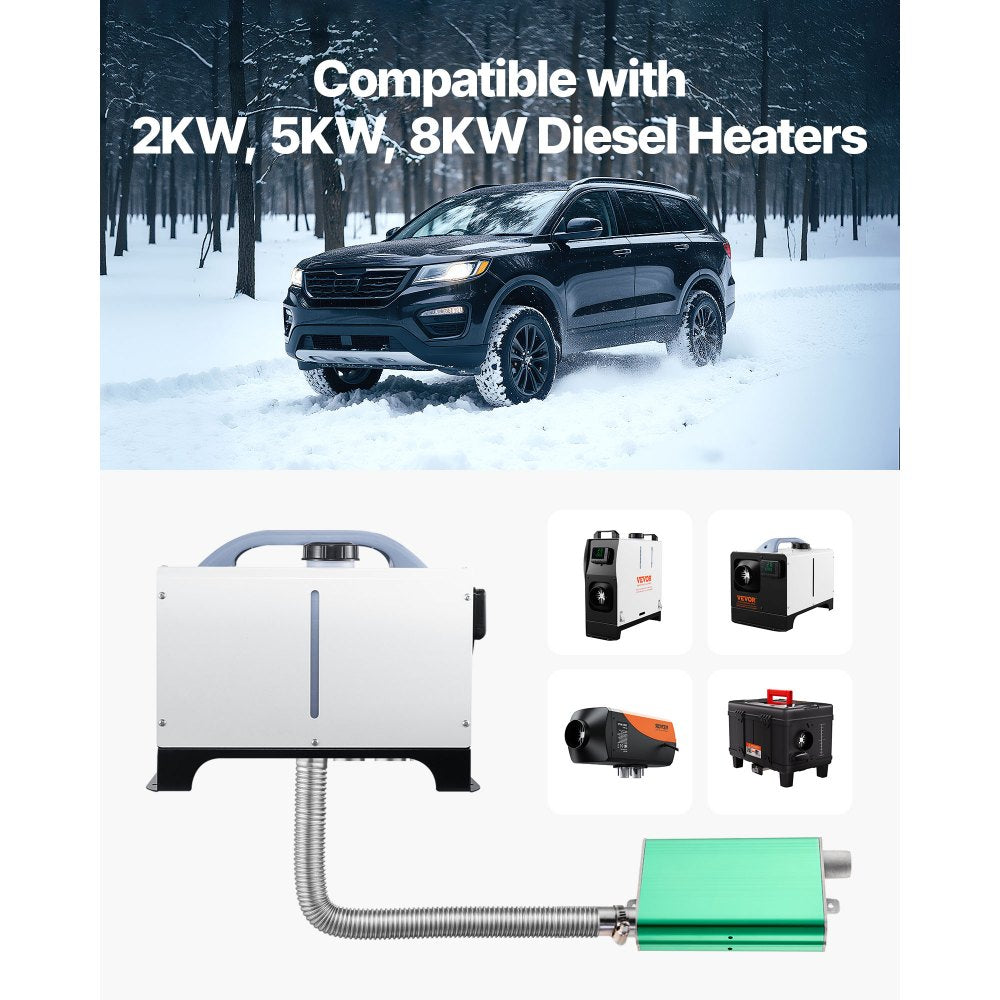 VEVOR Diesel Heater Muffler, 0.94 inch Diesel Heater Muffler Upgrade, Parking Heaters Mufflers Fit with 2 Clamps and Screws, Aluminum Alloy Parking Heaters Noise Reducer for 2KW 5KW 8KW Heaters