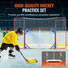 VEVOR Hockey Goal with Backstop and Targets, Street Steel Hockey Net, 72" Pro Hockey Training Goal Set, Portable Indoor Outdoor Hockey Goal with Net, Easy Assemble, White/Red