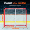 VEVOR Youth Street Hockey Net, Indoor Outdoor Steel Hockey Goal, Portable Lightweight Youth Street + Roller for Kids, Junior Hockey Training Goal Set with Net, Easy Assemble, 54" x 44", White/Red