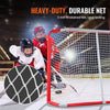 VEVOR Youth Street Hockey Net, Indoor Outdoor Steel Hockey Goal, Portable Lightweight Youth Street + Roller for Kids, Junior Hockey Training Goal Set with Net, Easy Assemble, 54" x 44", White/Red