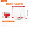 VEVOR Youth Street Hockey Net, Indoor Outdoor Steel Hockey Goal, Portable Lightweight Youth Street + Roller for Kids, Junior Hockey Training Goal Set with Net, Easy Assemble, 54" x 44", White/Red