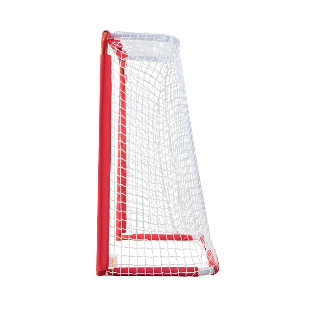 VEVOR Youth Street Hockey Net, Indoor Outdoor Steel Hockey Goal, Portable Lightweight Youth Street + Roller for Kids, Junior Hockey Training Goal Set with Net, Easy Assemble, 54" x 44", White/Red