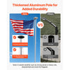 VEVOR Flag Pole, 20ft Heavy Duty Sectional Flagpole Kit with 136 LED Solar Light for Outside House In Ground, Outdoor Aluminum Flagpole with 3x5 American Flag for Yard, Residential, Commercial, Silver