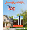 VEVOR Flag Pole, 25ft Heavy Duty Telescopic Flagpole Kit with 136 LED Solar Light for Outside House In Ground, Outdoor Aluminum Flagpole with 3x5 American Flag for Yard, Residential, Commercial, Black