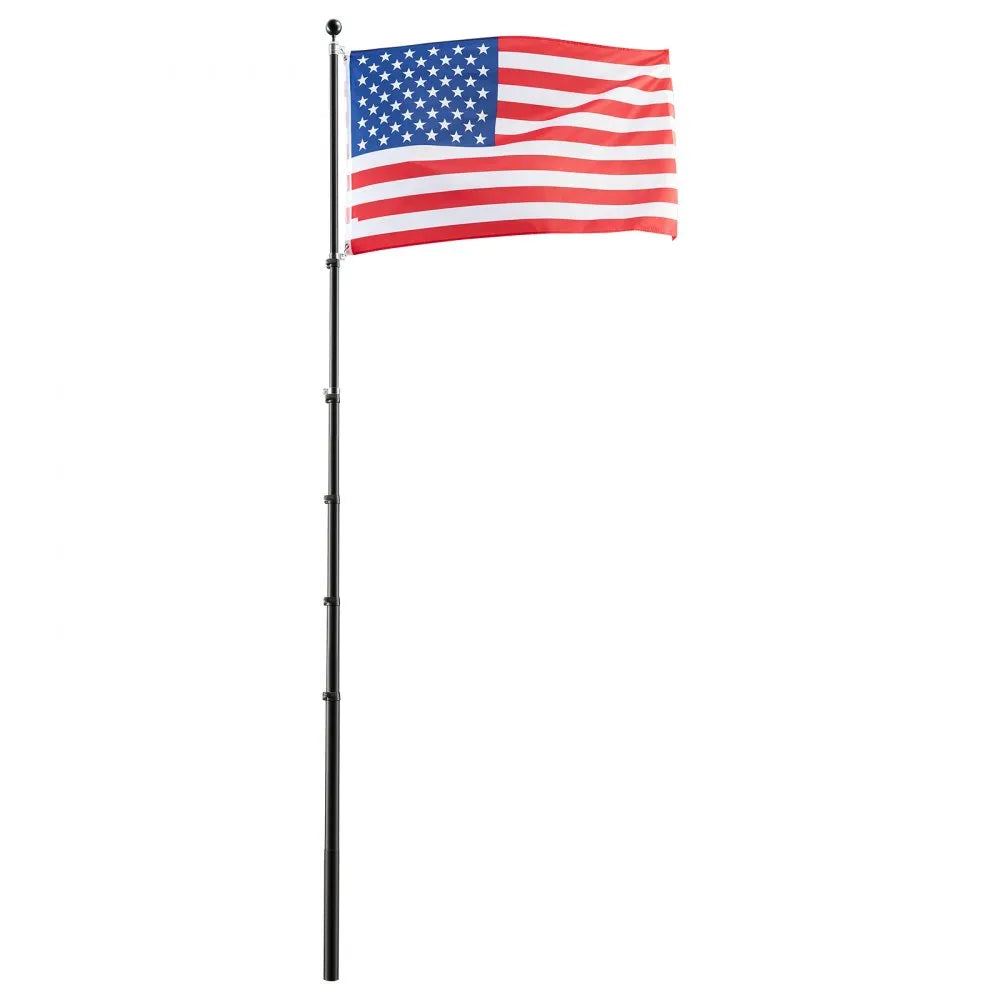 VEVOR Flag Pole, 30ft Heavy Duty Telescopic Flagpole Kit for Outside House In Ground, Extra Thick Outdoor Aluminum Flagpole Kit with 3x5 American Flag for Yard, Residential or Commercial Use, Black