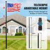 VEVOR 25FT Telescoping Flag pole Kit, Heavy Duty Aluminum Alloy in Ground Flag Poles for Outside, 3 Display Modes Flagpole with 3x5 American Flag, Professional Accessories, Black