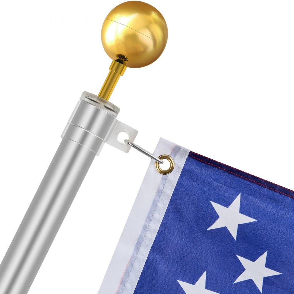 VEVOR 30FT Telescoping Flag pole Kit, Heavy Duty Aluminum Alloy in Ground Flag Poles for Outside, 3 Display Modes Flagpole with 3x5 American Flag, Professional Accessories, Silver