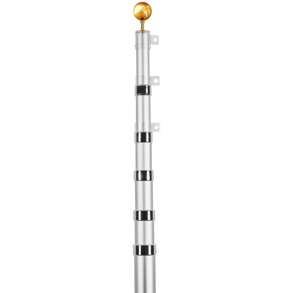 VEVOR 30FT Telescoping Flag pole Kit, Heavy Duty Aluminum Alloy in Ground Flag Poles for Outside, 3 Display Modes Flagpole with 3x5 American Flag, Professional Accessories, Silver
