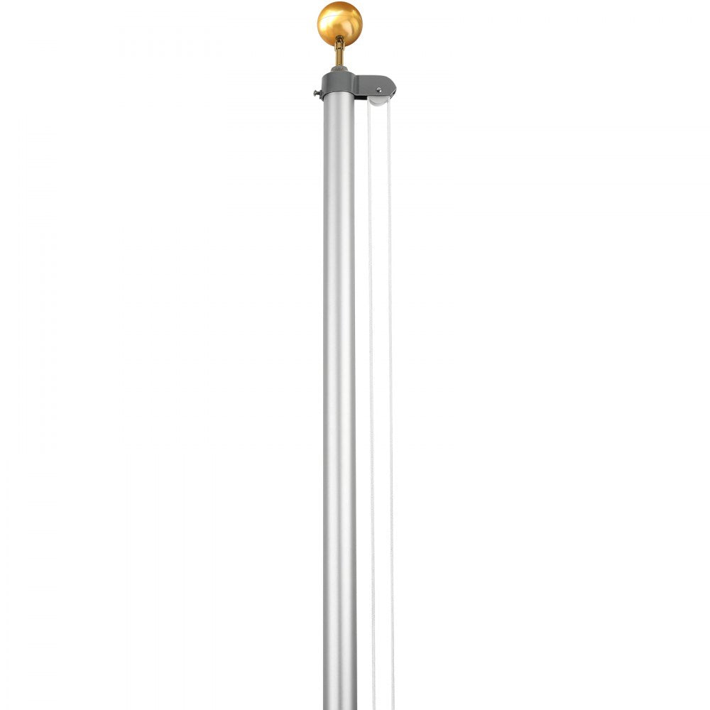 VEVOR 20FT Sectional Flag pole Kit, Heavy Duty Aluminum Alloy in Ground Flag poles for Outside, 3 Display Modes Flagpole with 3x5 American Flag, Professional Accessories, Silver
