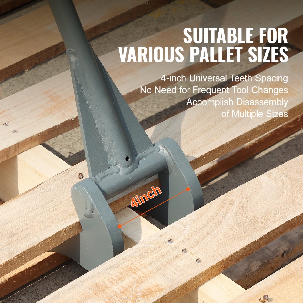 VEVOR Pallet Buster, 50'' Carbon Steel Handle Pallet Breaker, 2000 lbs Weight Capacity, Heavy Duty Deck Board Removal Tool, Deck Wrecker with Non-Slip Grip for Efficient and Effortless Board Removal