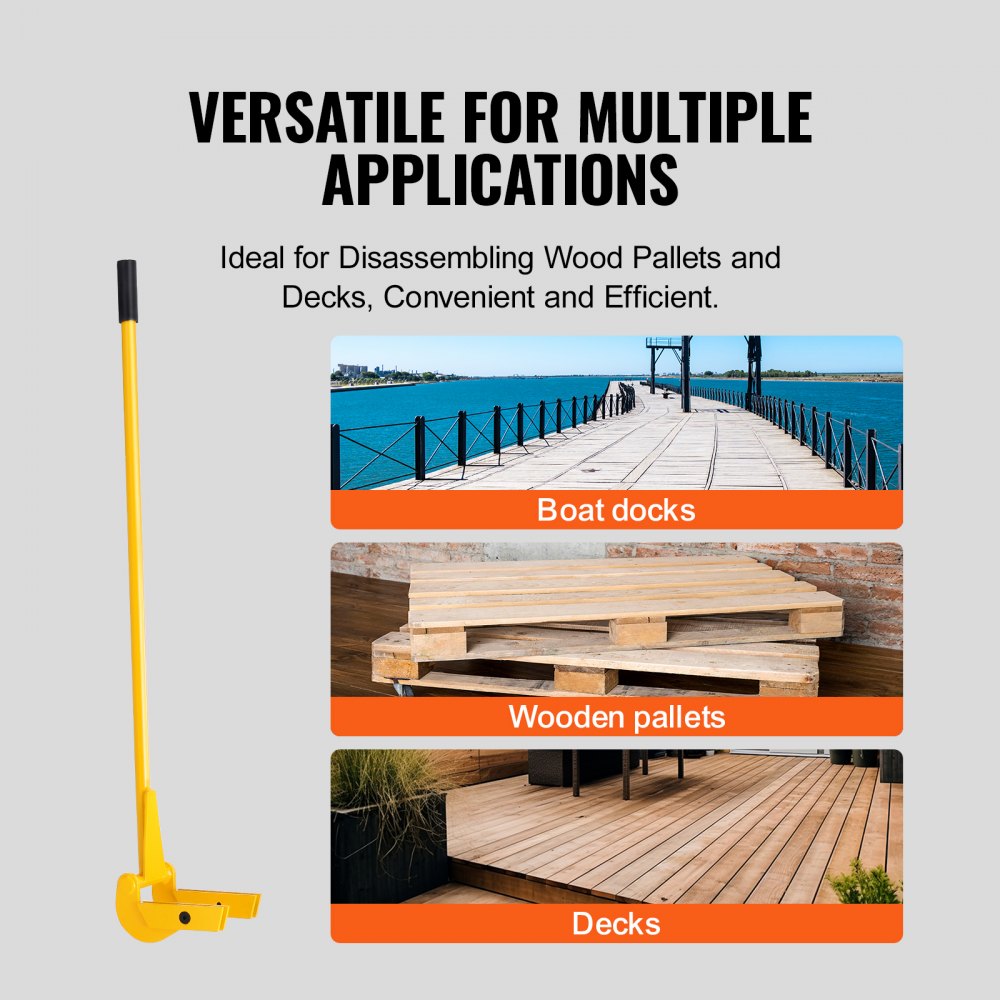 VEVOR Pallet Buster, 41-Inch Handle, 2000 lbs Weight Capacity, Q235 Carbon Steel, Heavy Duty Deck Wrecker Demolition Wood Pallet Tool Breaker Pry Bar Puller for Efficient and Effortless Board Removal